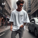 The Happiest I Hope All My Loved تيشيرت اوفر سايز قطن باللون الابيض للرجال