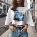 The Artistic Touch كروب توب اوفر سايز قطن باللون الأبيض