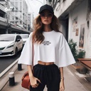 Let's Make Better Mistakes كروب توب اوفر سايز قطن باللون الأبيض