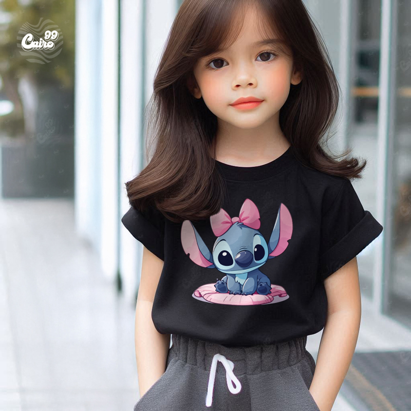 Stitch تيشيرت اطفال قطن باللون الاسود