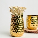 فازة زهور نحاس مزخرفة للديكور باللون الذهبي - 14 سم