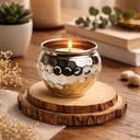 اصيص زرع وحامل شموع نحاس تصميم خليه نحل - باللون الفضي