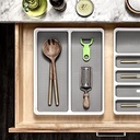 منظم لدرج المطبخ مقسم 2 خانة سيليكون من الداخل لتنظيم المعالق والشوك