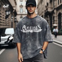 Anubis Wings تيشيرت اوفر سايز قطن باللون الرمادي للرجال