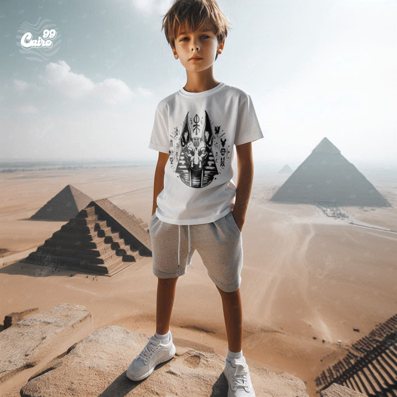 sekhmet تيشيرت اطفال قطن باللون الابيض