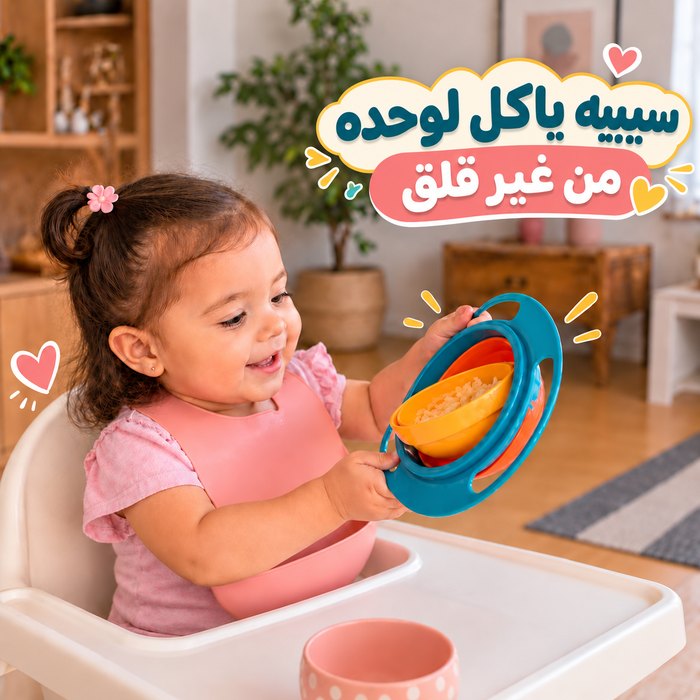 طبق سحري دوار يمنع انسكاب الطعام آمن وصحي للاطفال