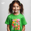 Cute Fruits تيشيرت اطفال قطن باللون الاخضر
