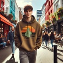 Fucktus Cactus هودي اوفر سايز قطن باللون البني