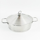 طاجن استانلس ستيل تركي دائري الشكل بغطاء ويدين لسهولة الحمل مقاس 24