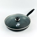 طاسة تيفلون بغطاء زجاجي بمقبض لسهولة الحمل - مقاس 28 سم