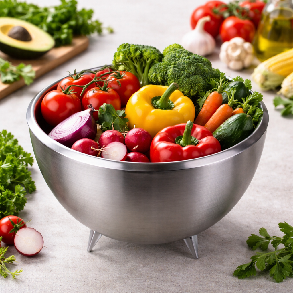 بولة استانلس ستيل تركي عميقة للسلطة ب 3 أرجل مقاس 25 سم