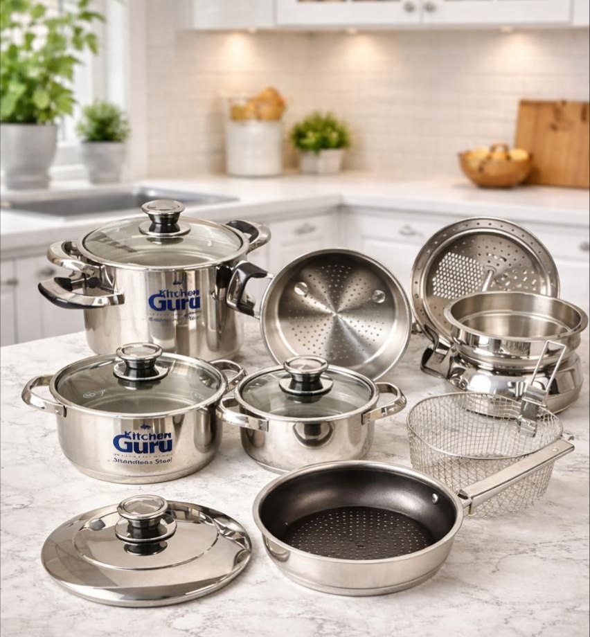 طقم حلل استانلس ستيل تركي للطهي 22 قطعة