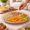 طقم تسالي مكون من قطعتين من الزجاج الشفاف لتقديم المكسرات والكاندي