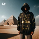 Touches of Pharaonic symbols هودي اوفر سايز قطن باللون الأسود