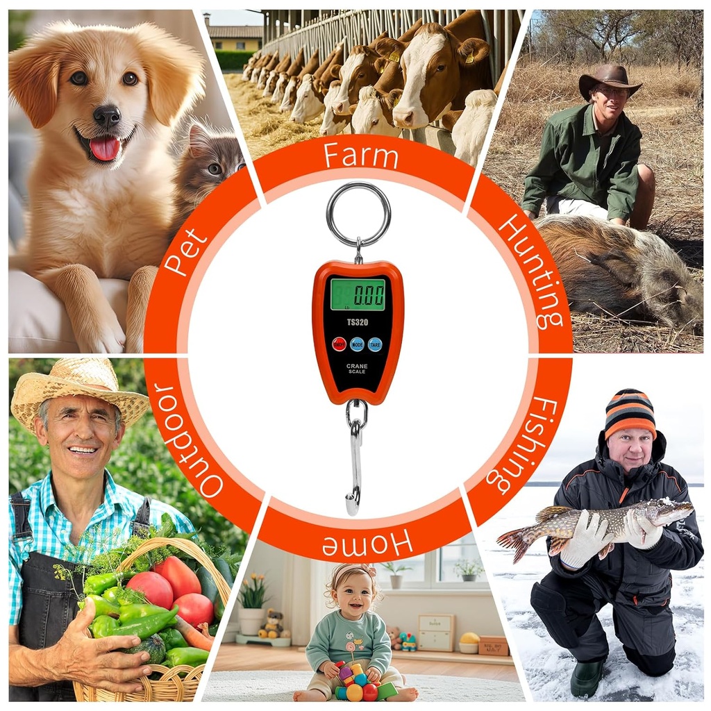 ميزان ديجيتال معلق بتصميم هوك بشاشة ليد رقمية يحمل حتي 200 كجم