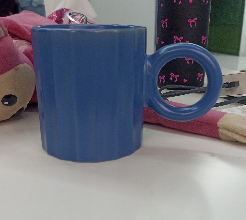 مج بورسلين بتصميم مضلع ويد دائرية لتناول النسكافيه والمشروبات الساخنة 300 ملي