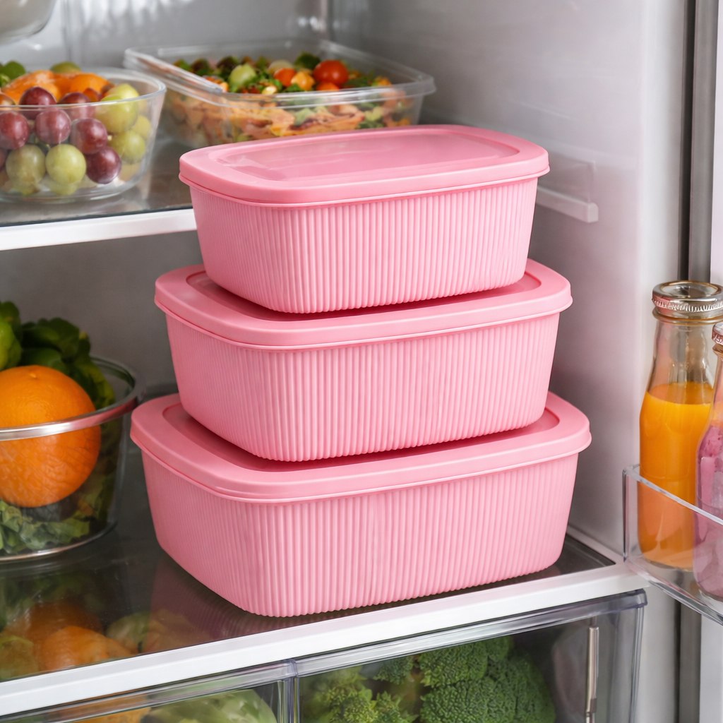 طقم علب تلاجة 4 قطع بأحجام مختلفة لحفظ وتنظيم الطعام بغطاء بإطار سيليكون محكم العلق
