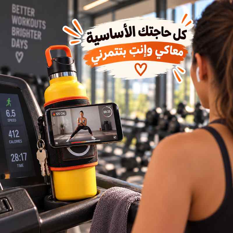 حافظة زجاجة مع هولدر مغناطيسي للموبايل وجيب اضافي للأيربودز وحلقة لتعليق المفاتيح