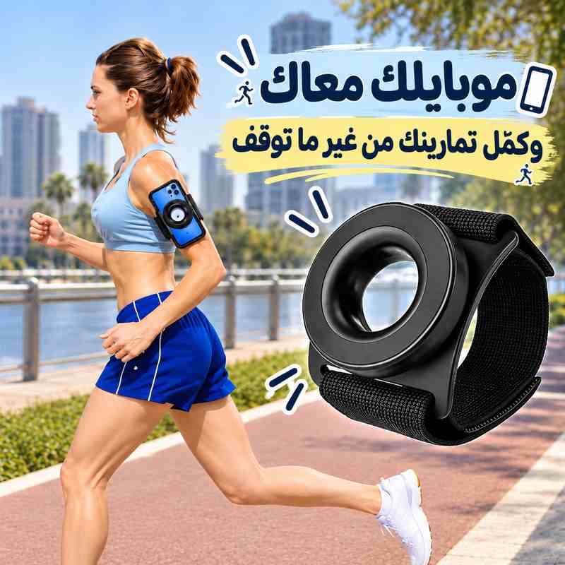 حامل موبايل مغناطيسي للمعصم بدوران 360° وتثبيت قوي للجري وركوب الدراجات