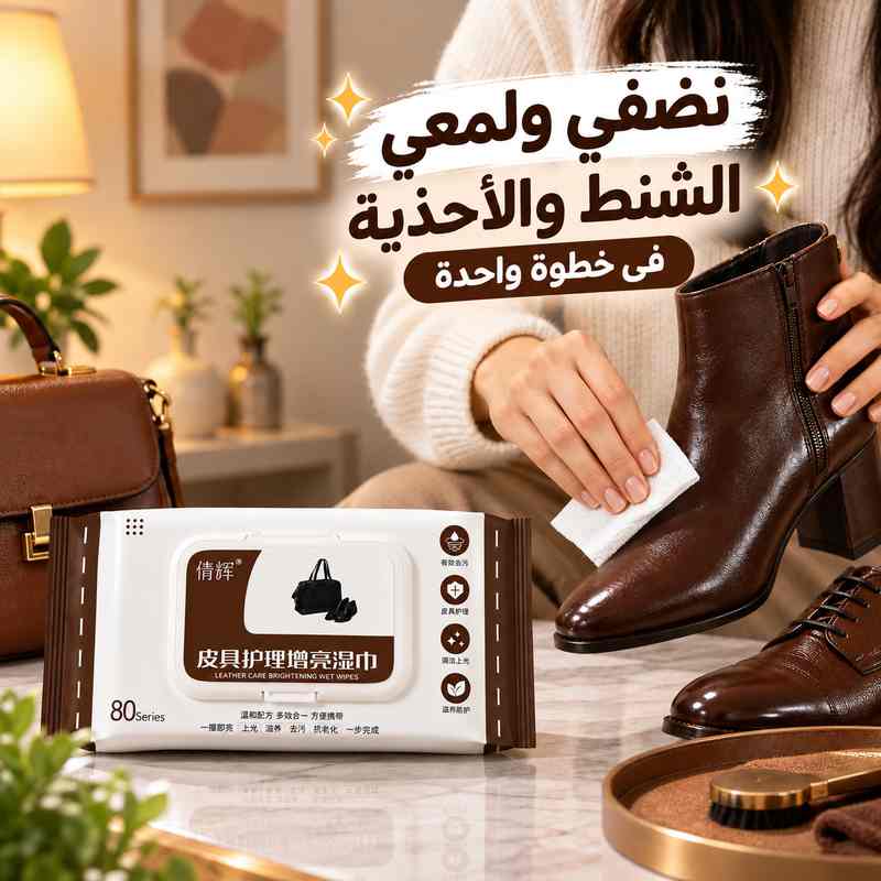 باكت مناديل مبللة لتنظيف وتلميع الأحذية والشنط الجلدية 80 منديل