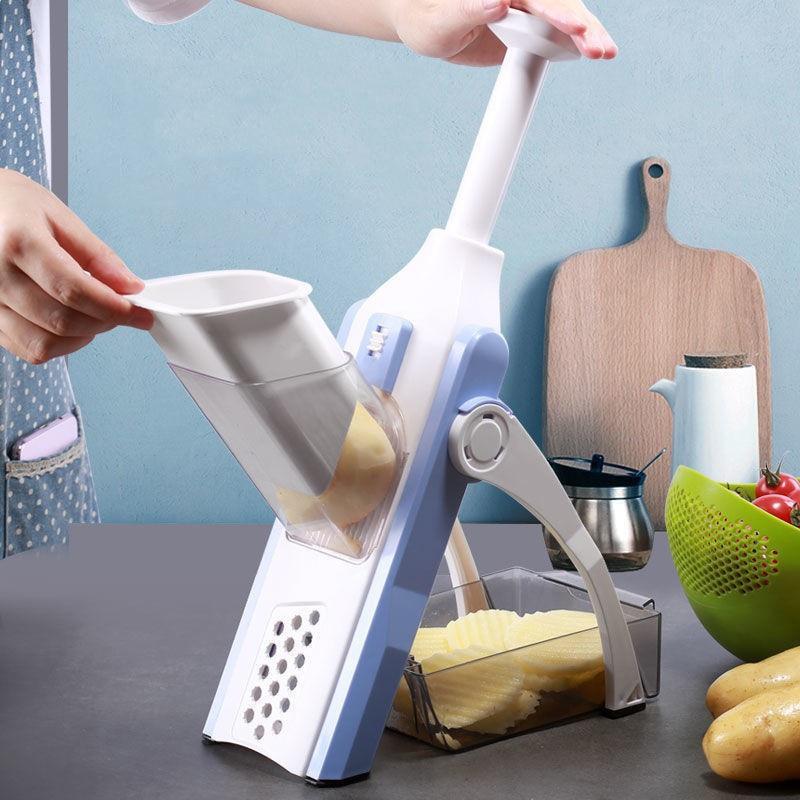 قطاعة خضروات مع التحكم في شكل وسمك الخضار والفاكهة بعلبة سهلة الاستخدام