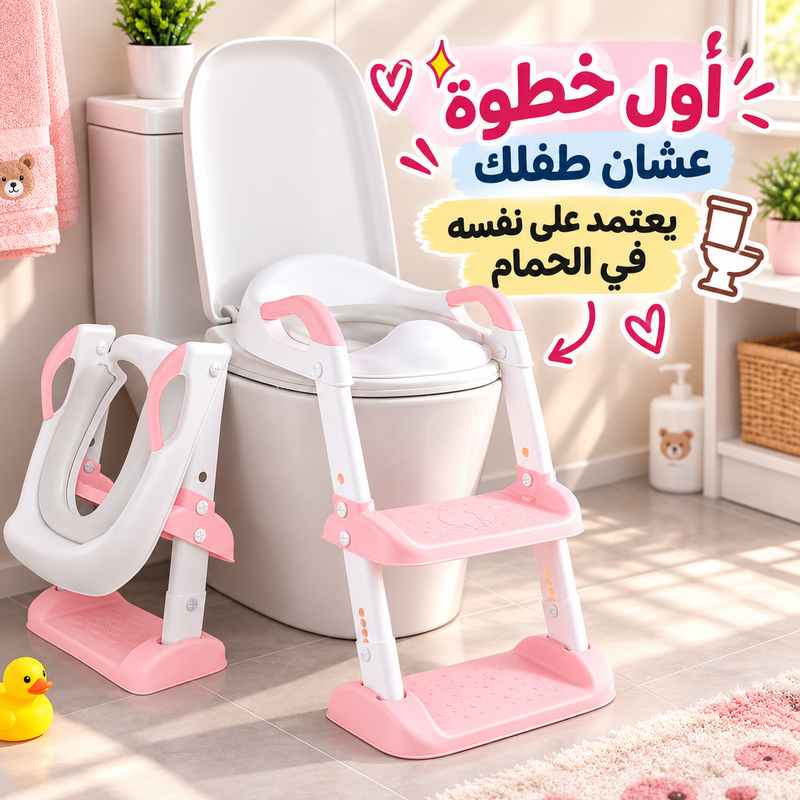 بوتي بسلم لتدريب الأطفال على الجلوس على قاعدة التواليت قابل للطي
