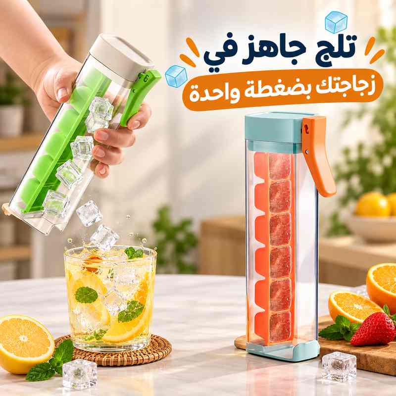 قالب مكعبات ثلج 6 قوالب بغطاء محكم سهل الفك بضغطة واحدة