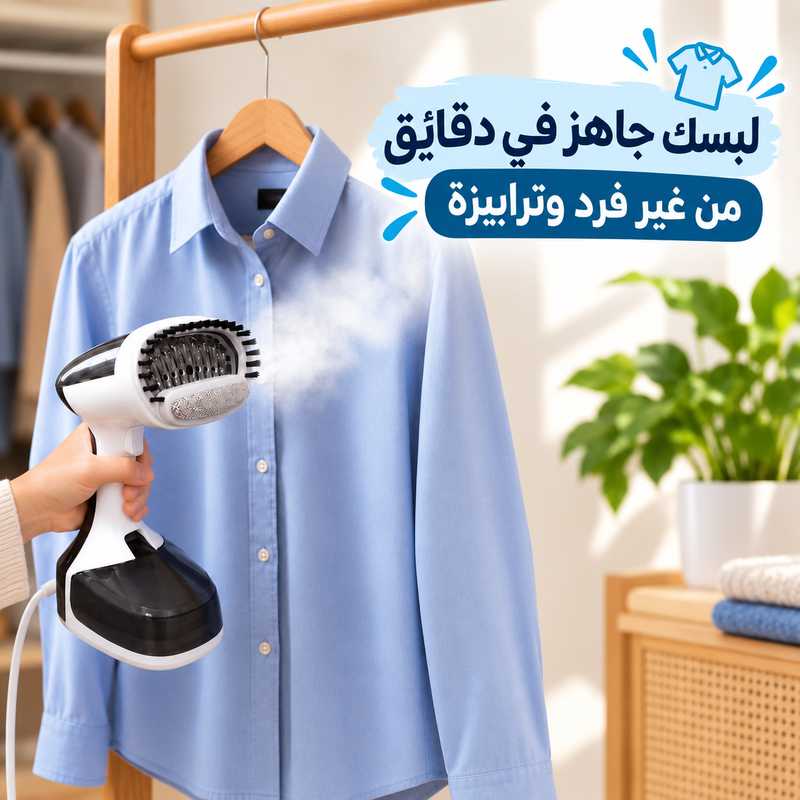 مكواة بخار محمولة للملابس والستائر 1500 وات بخزان 200 مل