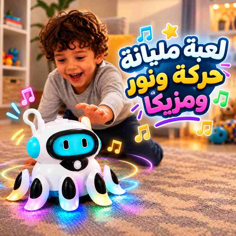 لعبة روبوت كهربائي متحرك بإضاءة وموسيقى ورذاذ ماء للأطفال
