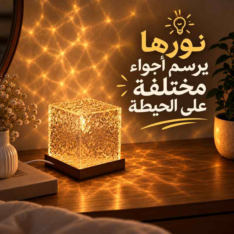 اباجورة تاتش كريستالية بتأثير تموجات الماء ب 3 الوان مختلفة
