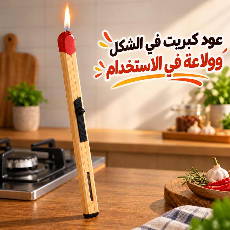 ولاعة غاز على شكل عود كبريت قابلة لإعادة التعبئة