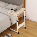 ترابيزة خشب بأرجل معدنية وعجلات لسهولة الحركة مناسبة للاب توب وتناول الطعام