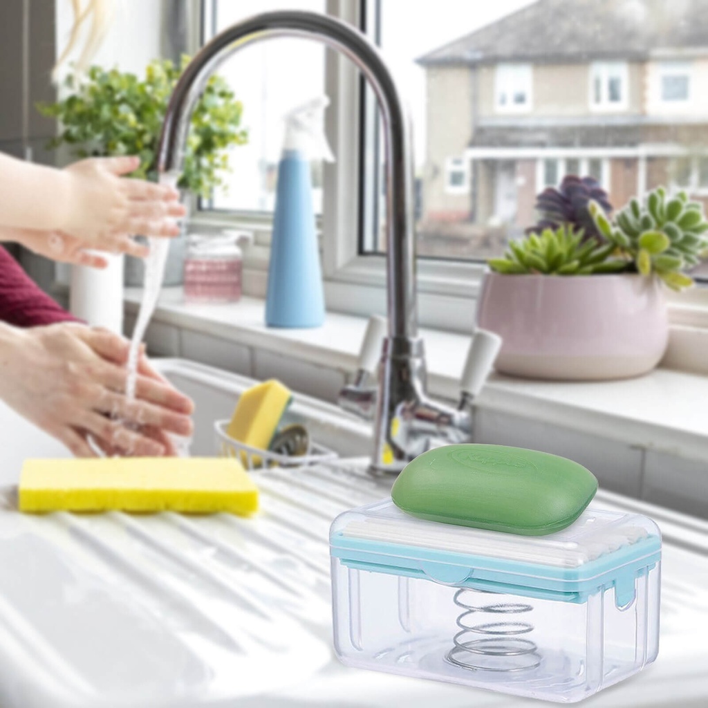 فرشة غسيل ودعك بخزان صابون لتنظيف الملابس والاحواض والاسطح والحمامات متعددة الاستخدام