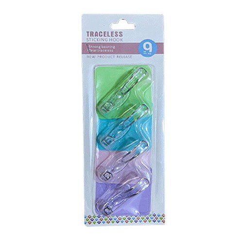 هوك ذاتي اللصق لتعليق الملابس وادوات المطبخ والحمام 4 قطع بالوان مختلفة