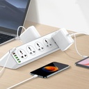 مشترك كهربائي كبير يتكون من 10 فيشة و 5 منافذ يو اس بي ومنفذ تايب سي مقاوم للأشتعال 32 واط