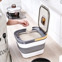 علبة تخزين للأرز والحبوب والبقوليات سيليكون قابل للطي بغطاء محكم الغلق ويد 15 لتر