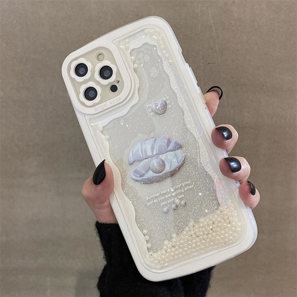 iPhone 13 Silicon Protective Case Seashell Pearl Design  