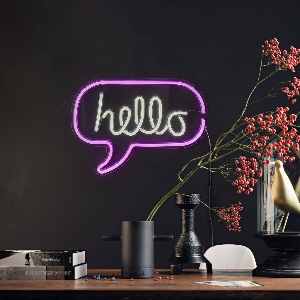 Joyful Hello Neon Led Light Sign Art Decor 35*40 Cm