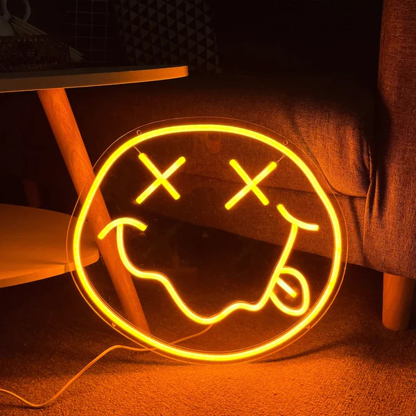 X Eyes Smiley Face Neon Led Light Sign Art Decor 50*50‎