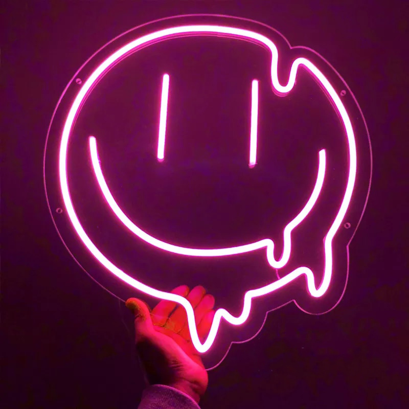 Melted Smiley Face Neon Led Light Sign Art Decor 50*60‎