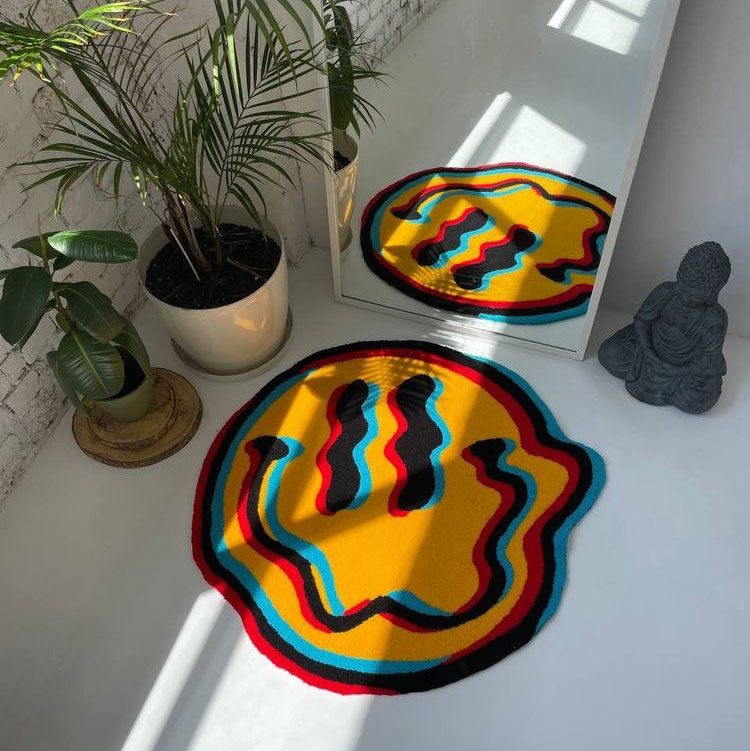 Scramble Smiley Emoji Fluffy Bedroom Rug