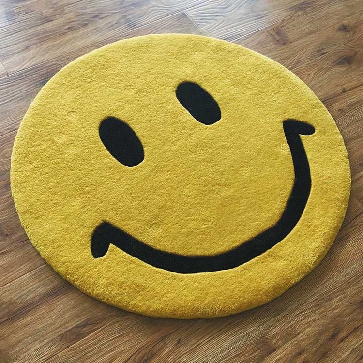 Smiley Emoji Fluffy Bedroom Rug