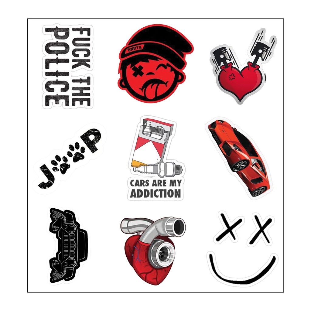 Car Lovers Vinyl Sticker Pack Reusable &amp; Waterproof