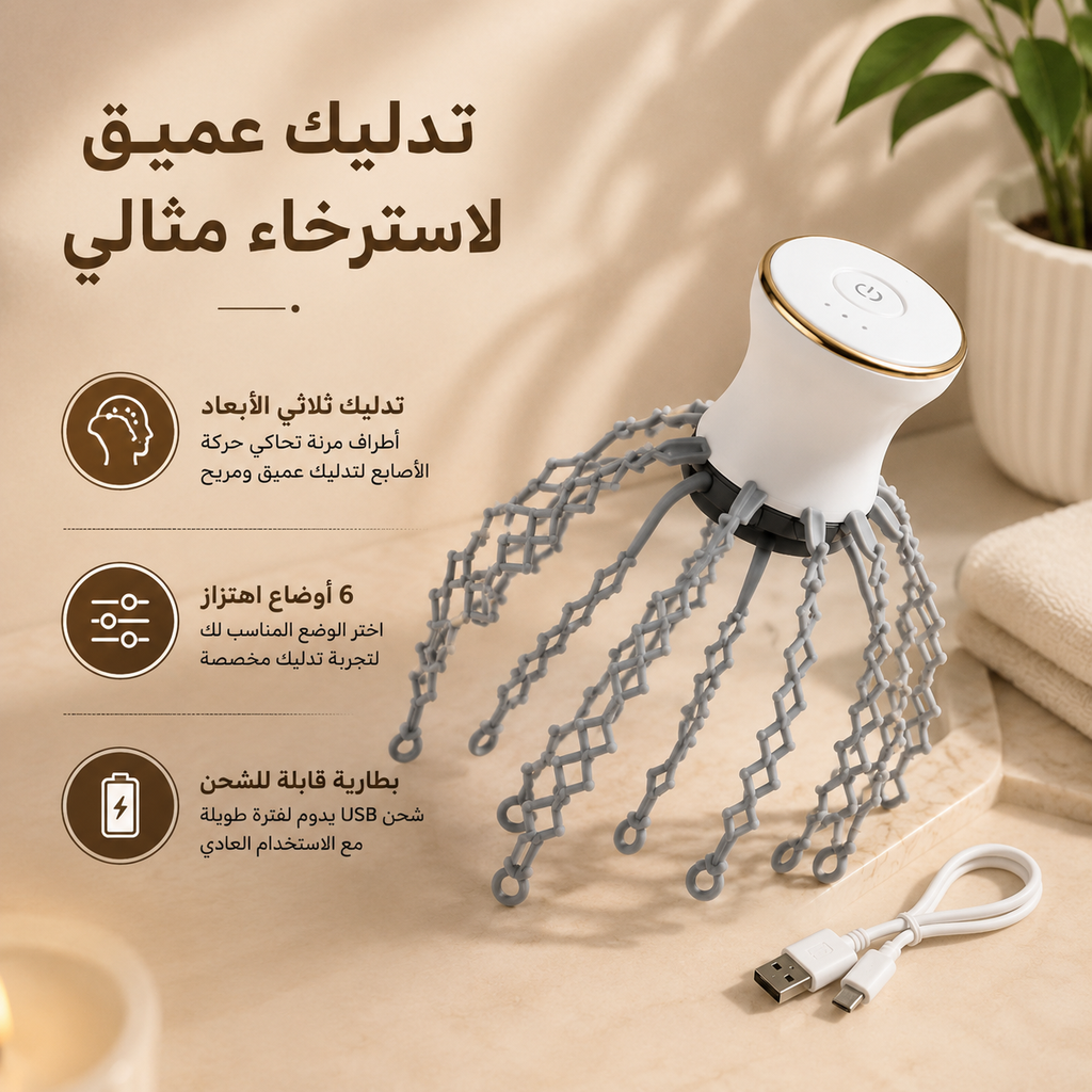 جهاز تدليك ومساج فروة الرأس للاسترخاء وتنشيط الدورة الدموية لتحفيز نمو الشعر بيو اس بي