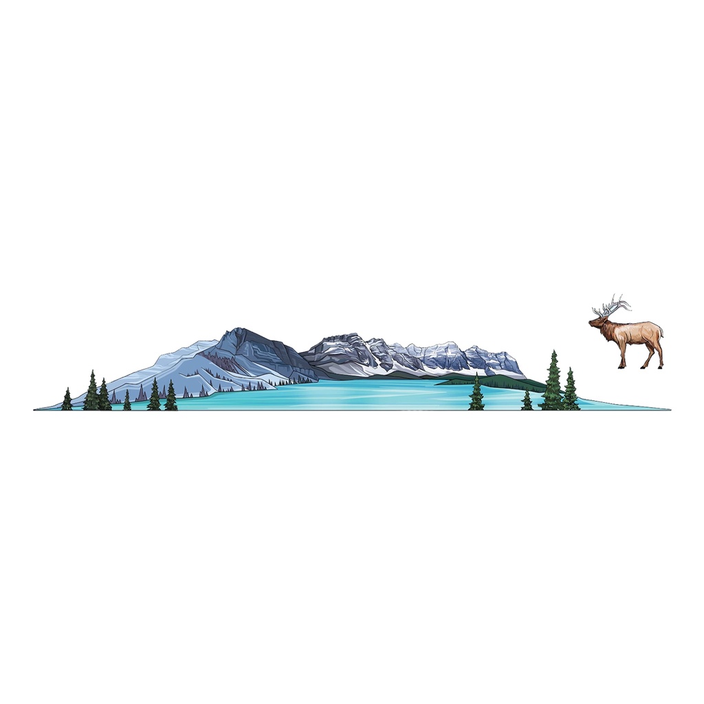 Reindeer Mountain Vinyl Sticker Reusable &amp; Waterproof For Water Bottles