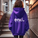 End  هودي اوفر سايز قطن باللون الموف