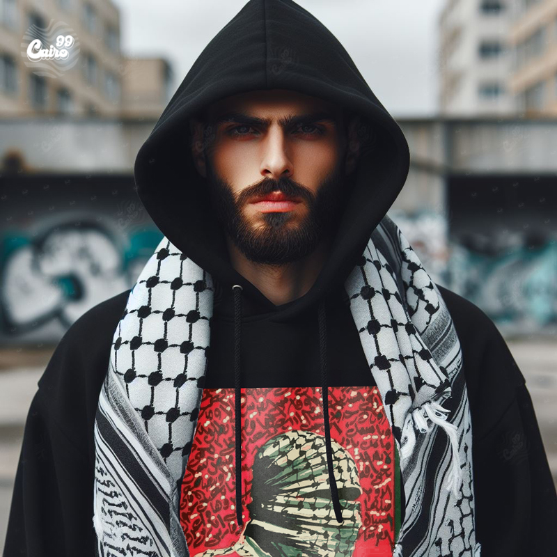 هودي وما النصر إلا من عند الله اوفر سايز قطن باللون الأسود