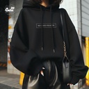 No Hard Feelings هودي اوفر سايز قطن  باللون الأسود