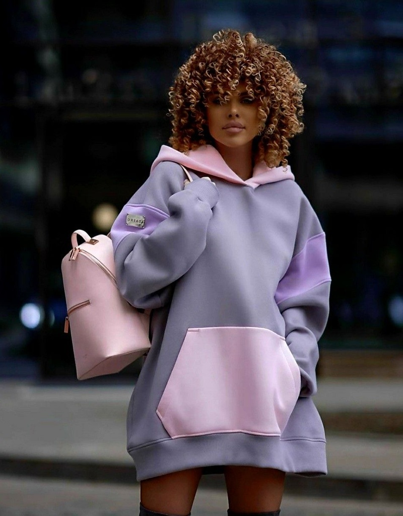 هودي اوفر سايز قطن بالوان تريندي للنساء