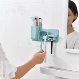 [HH00016346] حامل ومنظم سيليكون لفرش ومعجون الاسنان لاصق علي الحوائط والاسطح الملساء